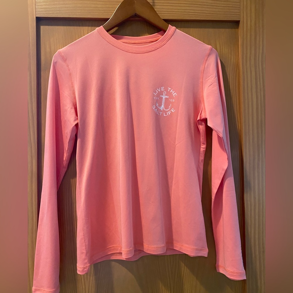 Salt Life Women’s Salmon Live The Salt Life Long Sleeve Performance Shirt NWT - Picture 2 of 12